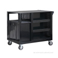 Schwarz glänzender Schubladen-Workstation-Rollenschrank 720 mm tief